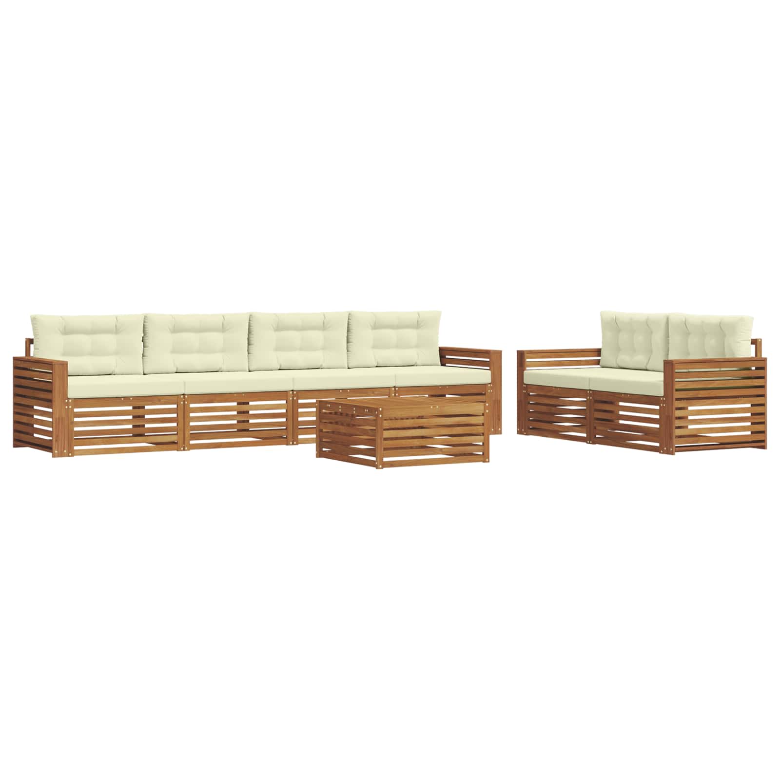 Outdoor-Sofagarnitur mit Kissen 7 pcs Natur und Creme