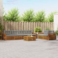 Outdoor-Sofagarnitur mit Kissen 7 pcs Natürlich und Hellgrau