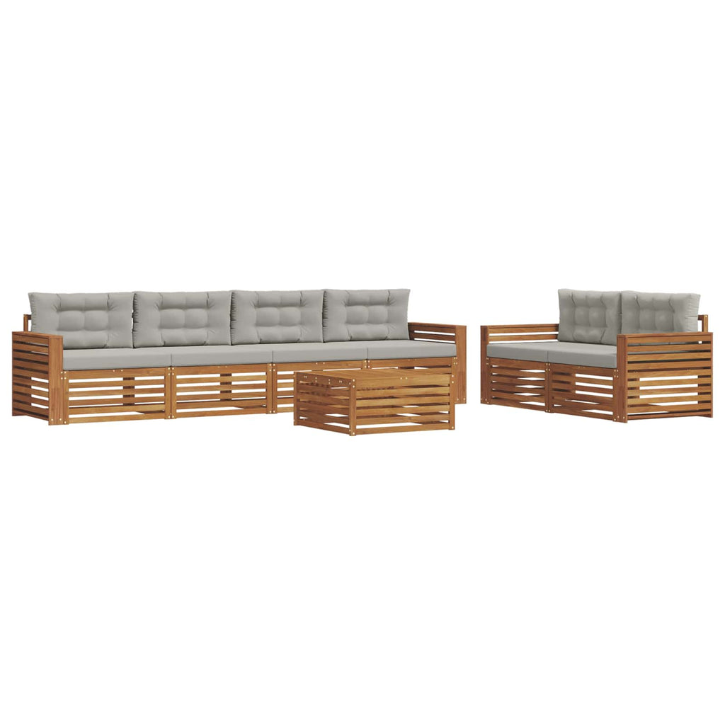 Outdoor-Sofagarnitur mit Kissen 7 pcs Natürlich und Hellgrau