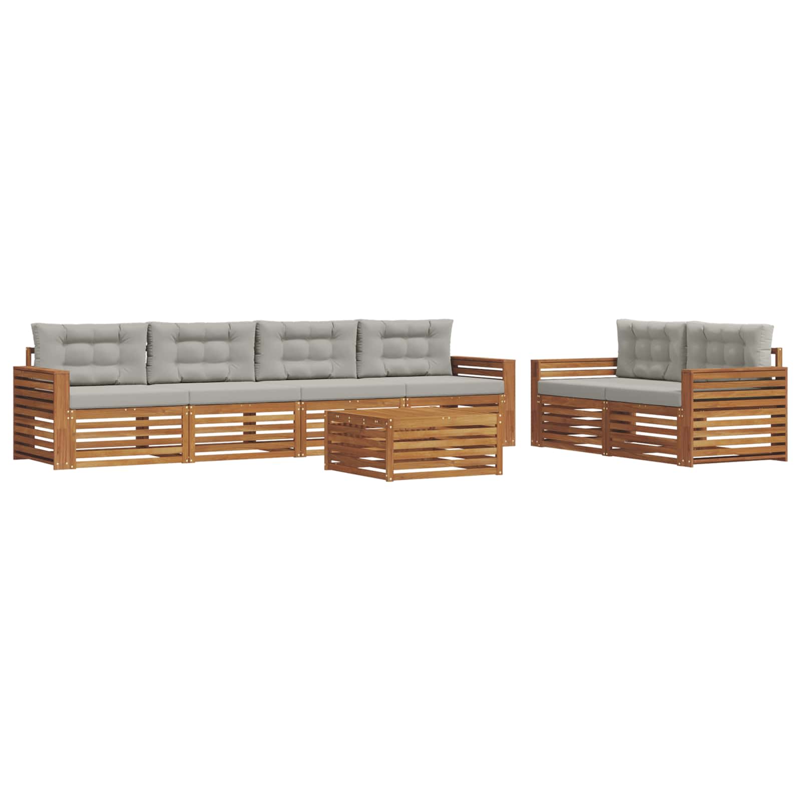 Outdoor-Sofagarnitur mit Kissen 7 pcs Natürlich und Hellgrau