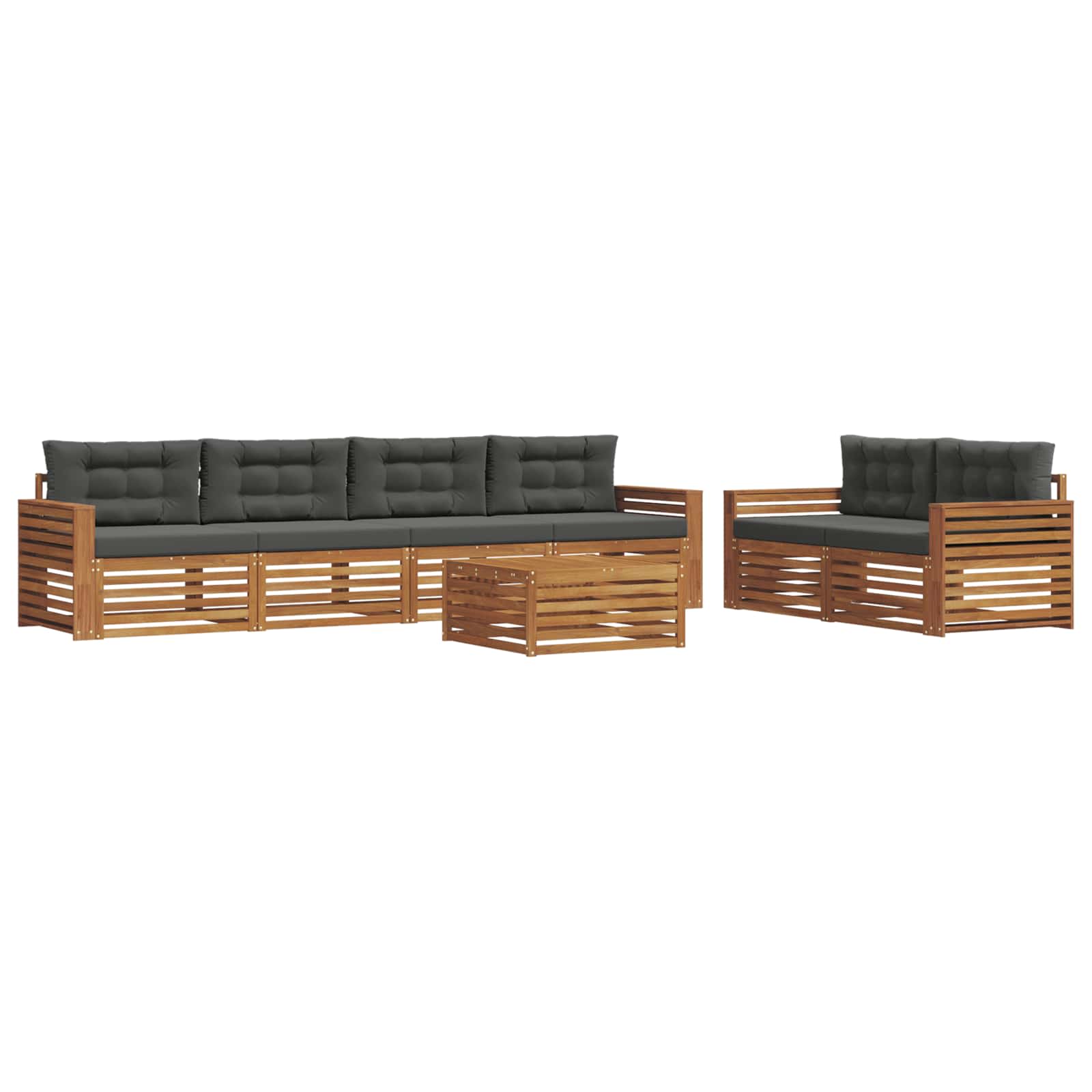 Outdoor-Sofagarnitur mit Kissen 7 pcs Natur und Anthrazit