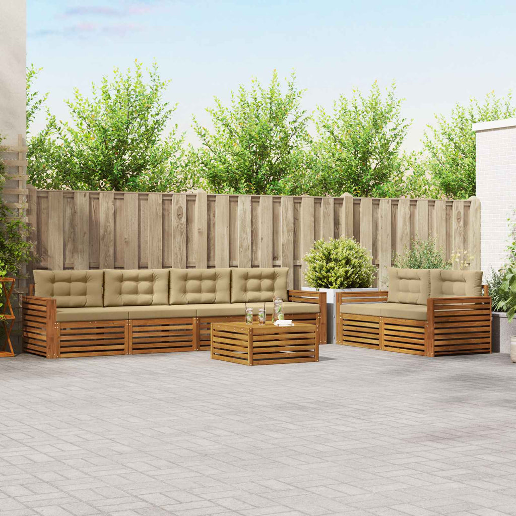 Outdoor-Sofagarnitur mit Kissen 7 pcs Natur und Beige