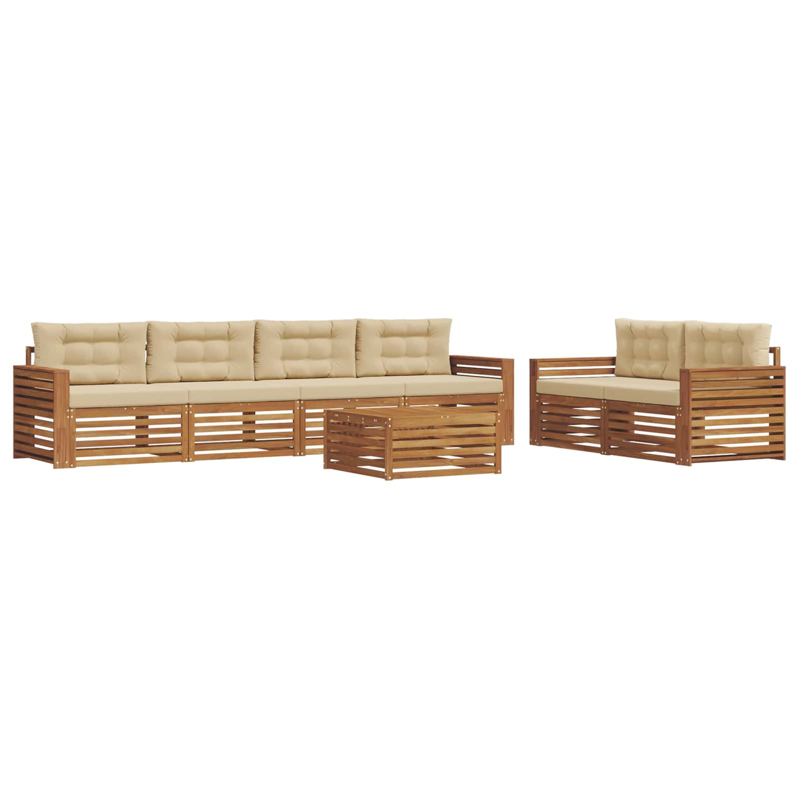Outdoor-Sofagarnitur mit Kissen 7 pcs Natur und Beige