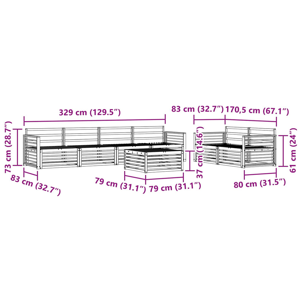 Outdoor-Sofagarnitur 7 pcs Natur Massivholz Akazie