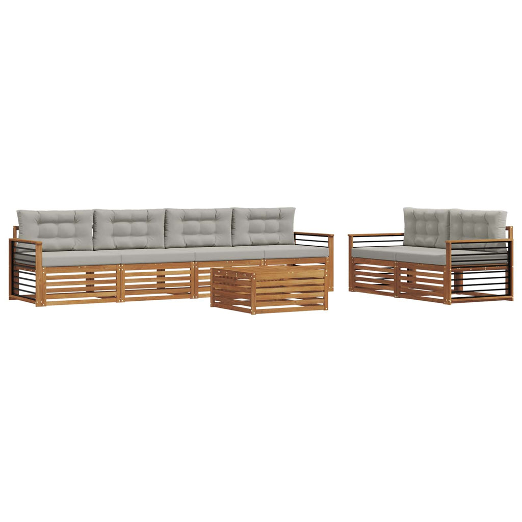 Outdoor-Sofagarnitur mit Kissen 7 pcs Natürlich und Hellgrau