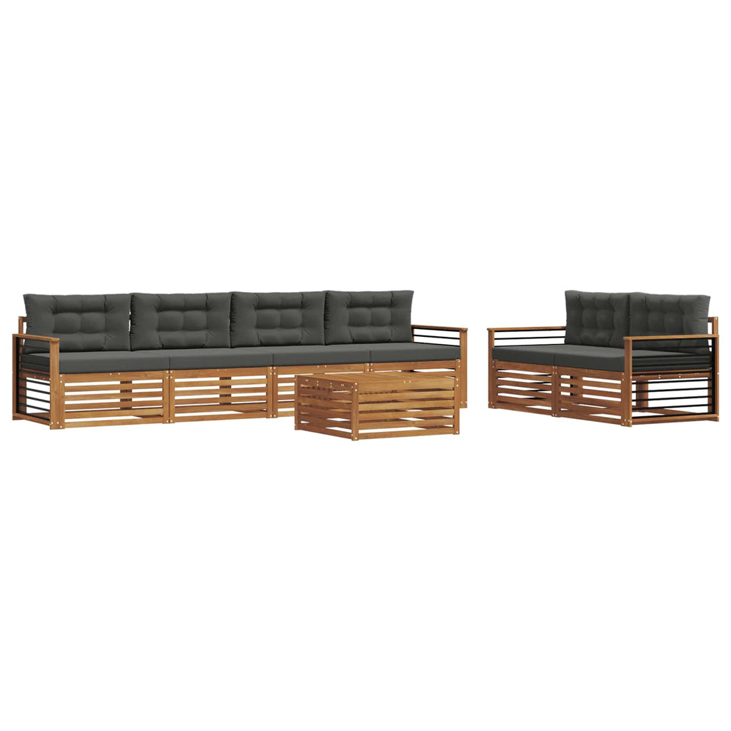 Outdoor-Sofagarnitur mit Kissen 7 pcs Natur und Anthrazit