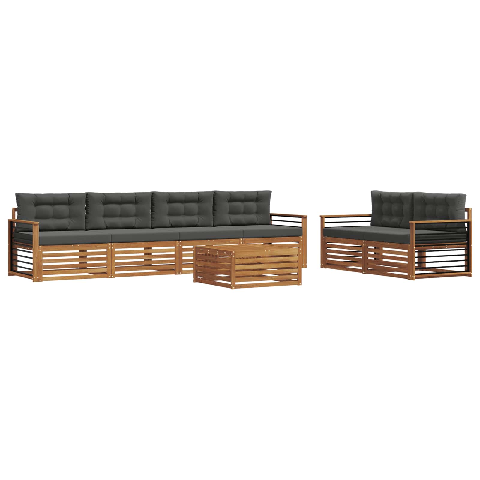 Outdoor-Sofagarnitur mit Kissen 7 pcs Natur und Anthrazit