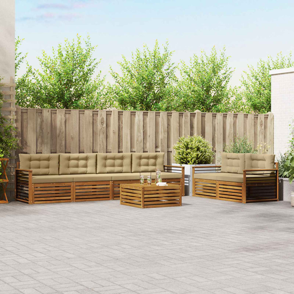 Outdoor-Sofagarnitur mit Kissen 7 pcs Natur und Beige