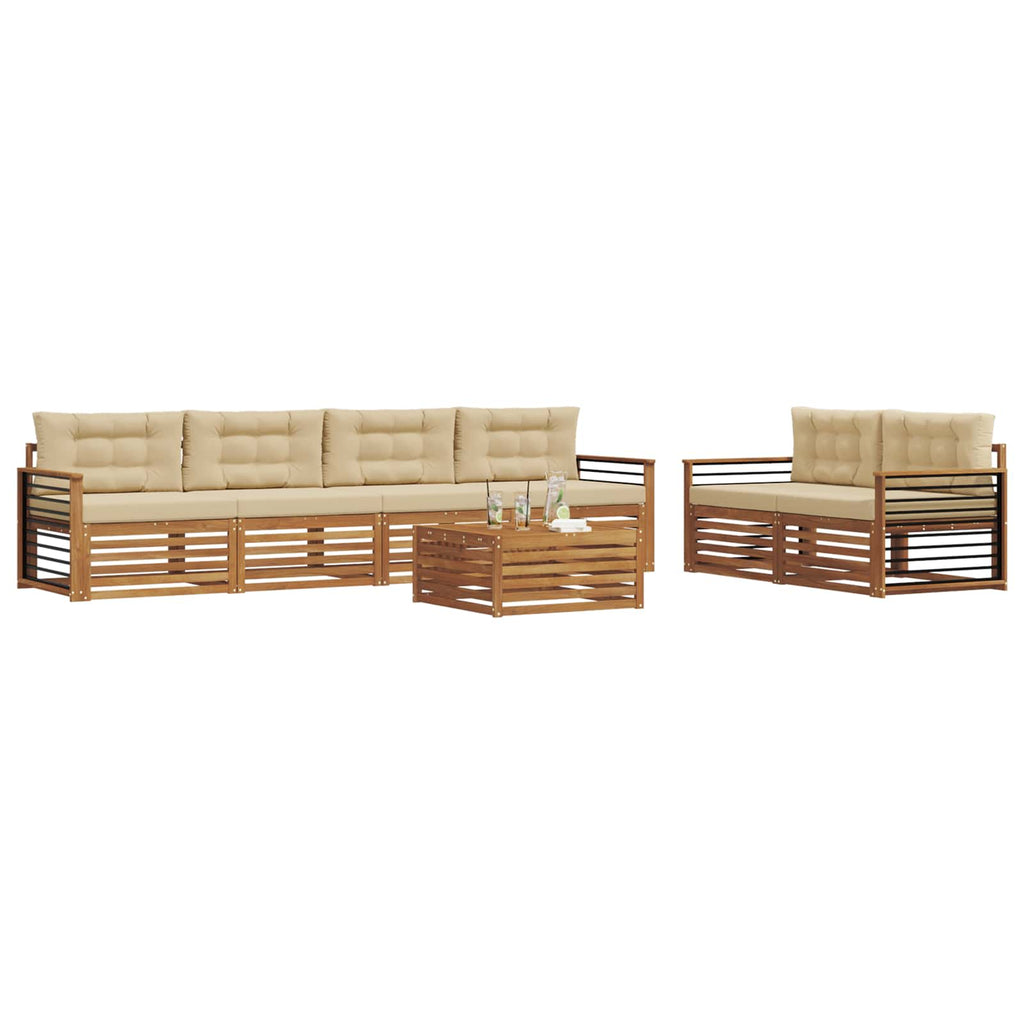 Outdoor-Sofagarnitur mit Kissen 7 pcs Natur und Beige