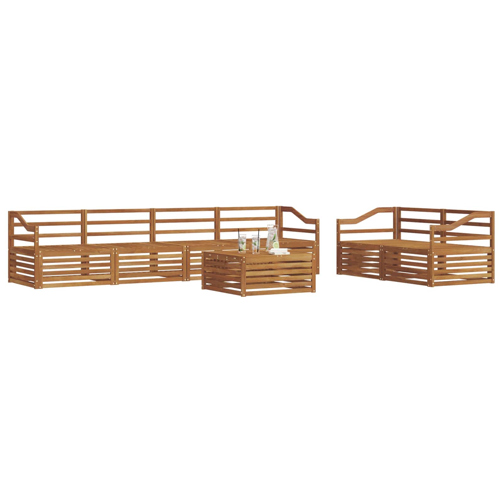 Outdoor-Sofagarnitur 7 pcs Natur Massivholz Akazie