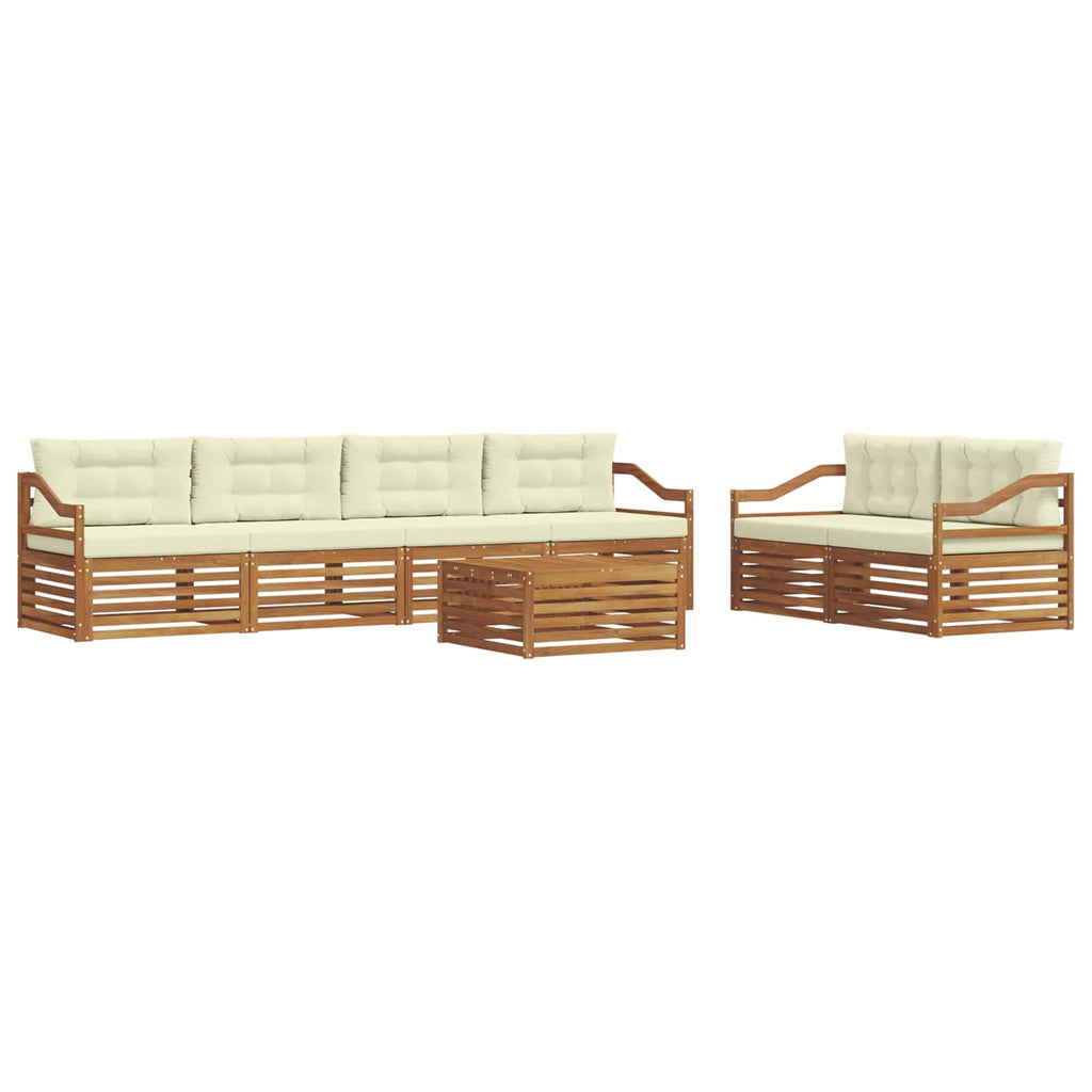 Outdoor-Sofagarnitur mit Kissen 7 pcs Natur und Creme