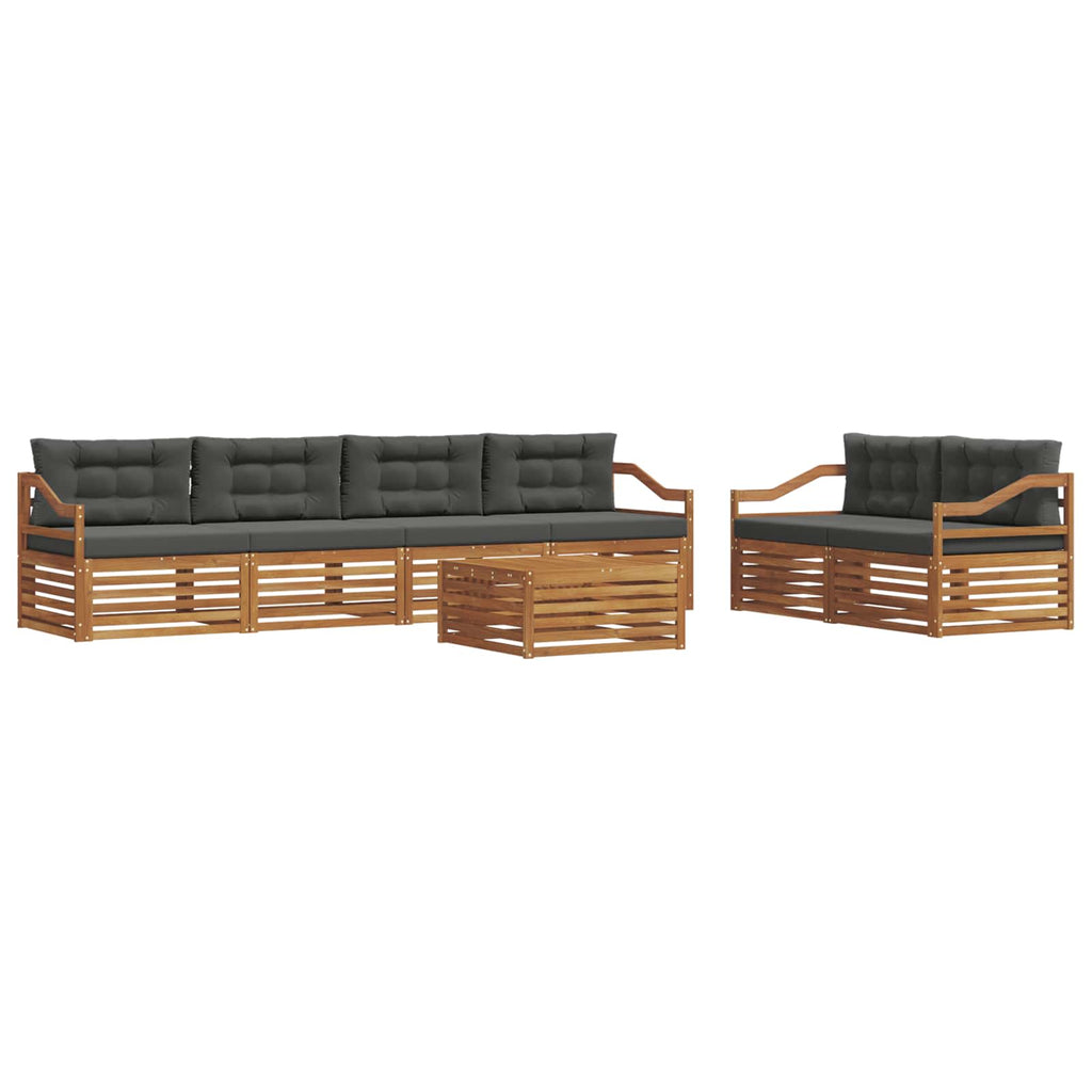 Outdoor-Sofagarnitur mit Kissen 7 pcs Natur und Anthrazit