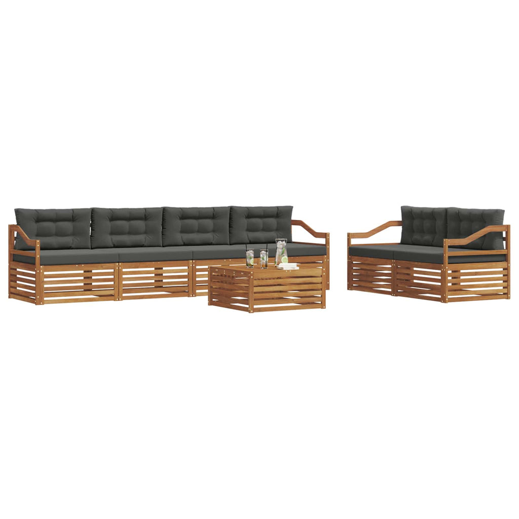 Outdoor-Sofagarnitur mit Kissen 7 pcs Natur und Anthrazit