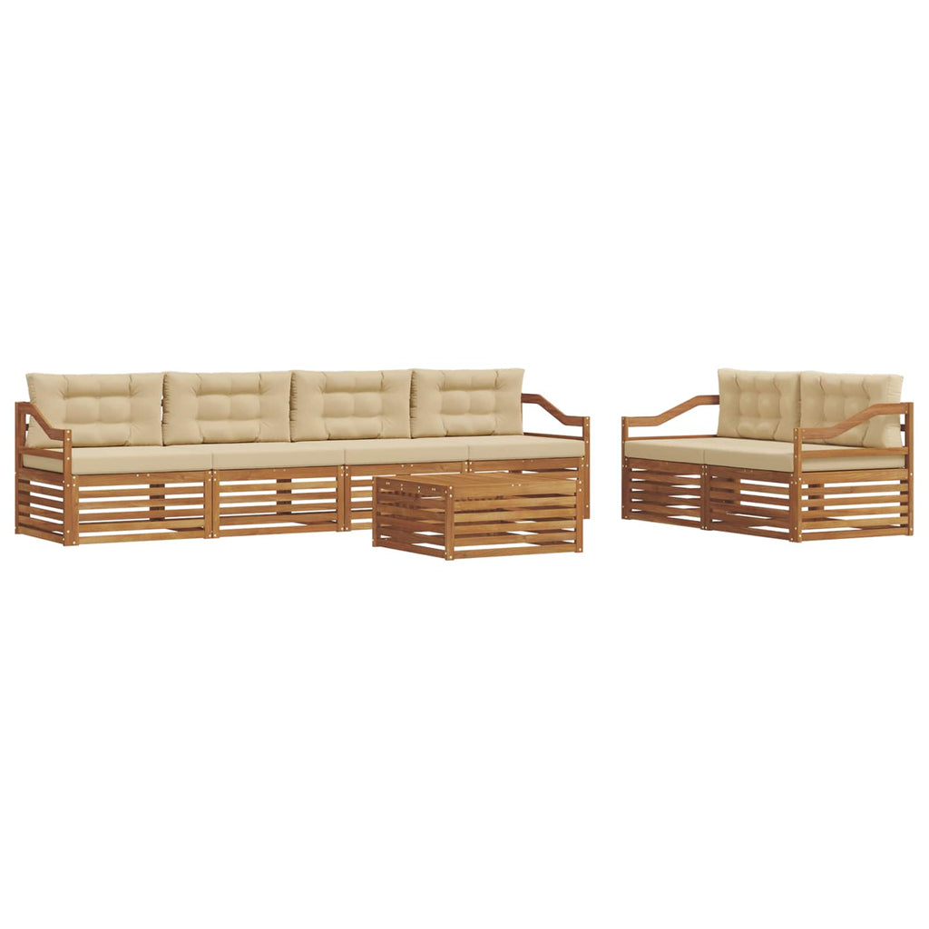 Outdoor-Sofagarnitur mit Kissen 7 pcs Natur und Beige