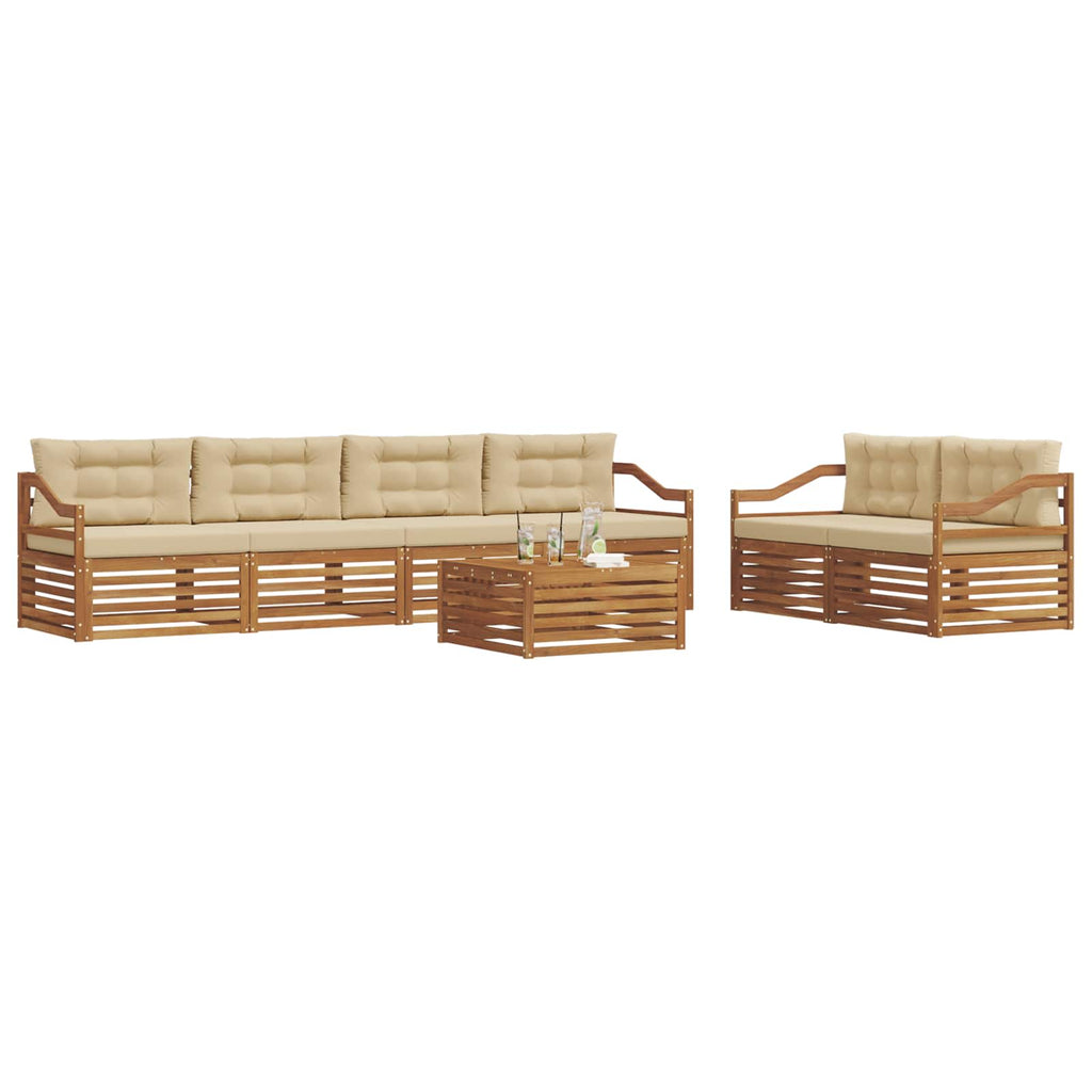 Outdoor-Sofagarnitur mit Kissen 7 pcs Natur und Beige