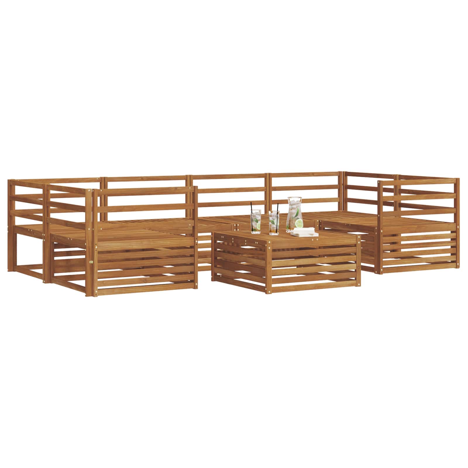 Outdoor-Sofagarnitur 7 pcs Natur Massivholz Akazie