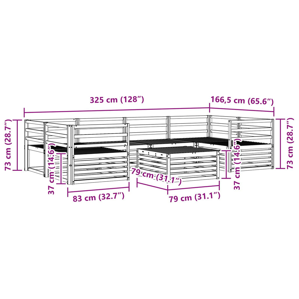 Outdoor-Sofagarnitur 7 pcs Natur Massivholz Akazie