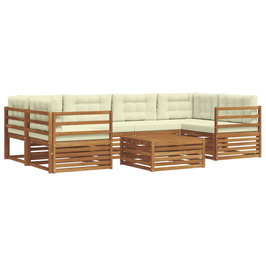Outdoor-Sofagarnitur mit Kissen 7 pcs Natur und Creme