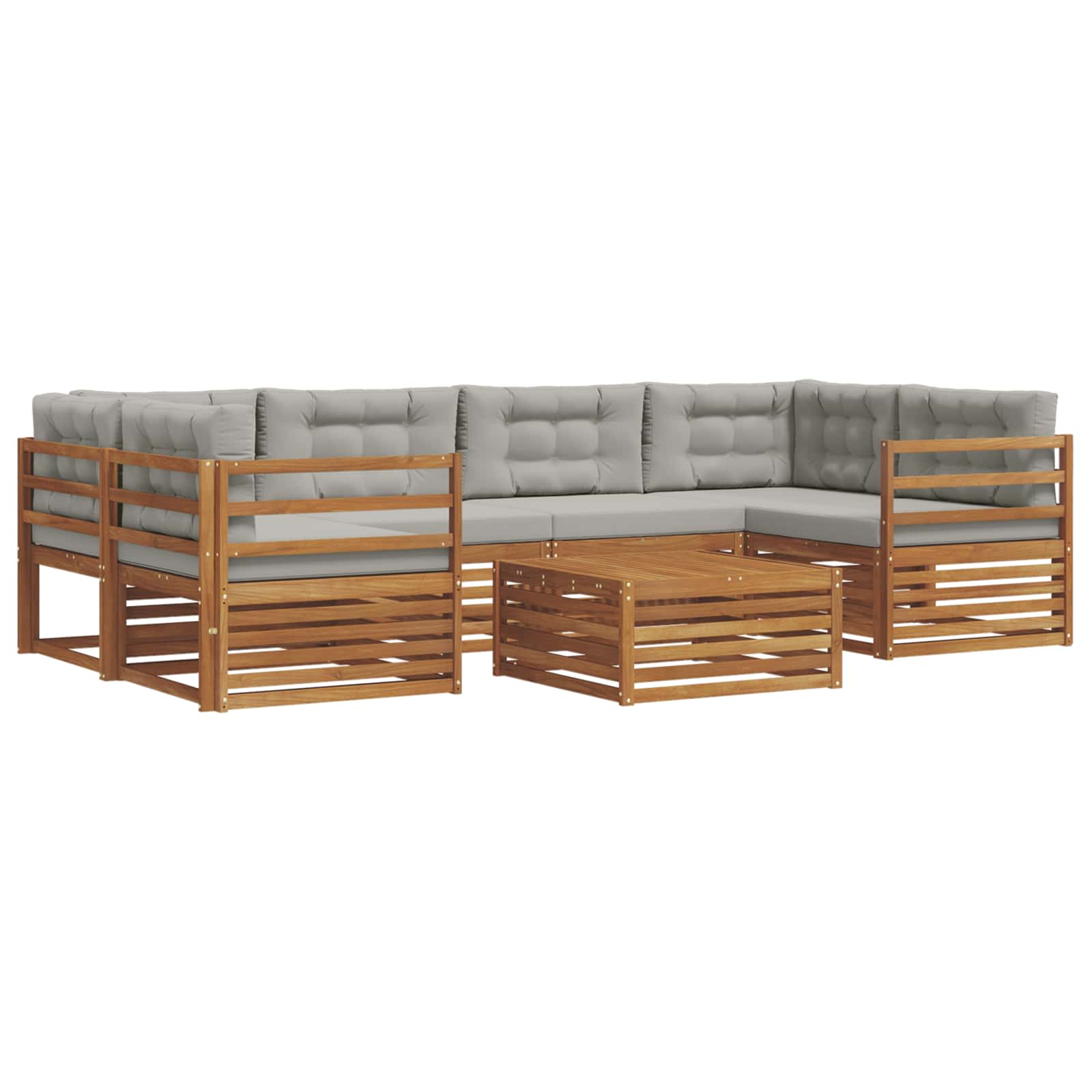 Outdoor-Sofagarnitur mit Kissen 7 pcs Natürlich und Hellgrau