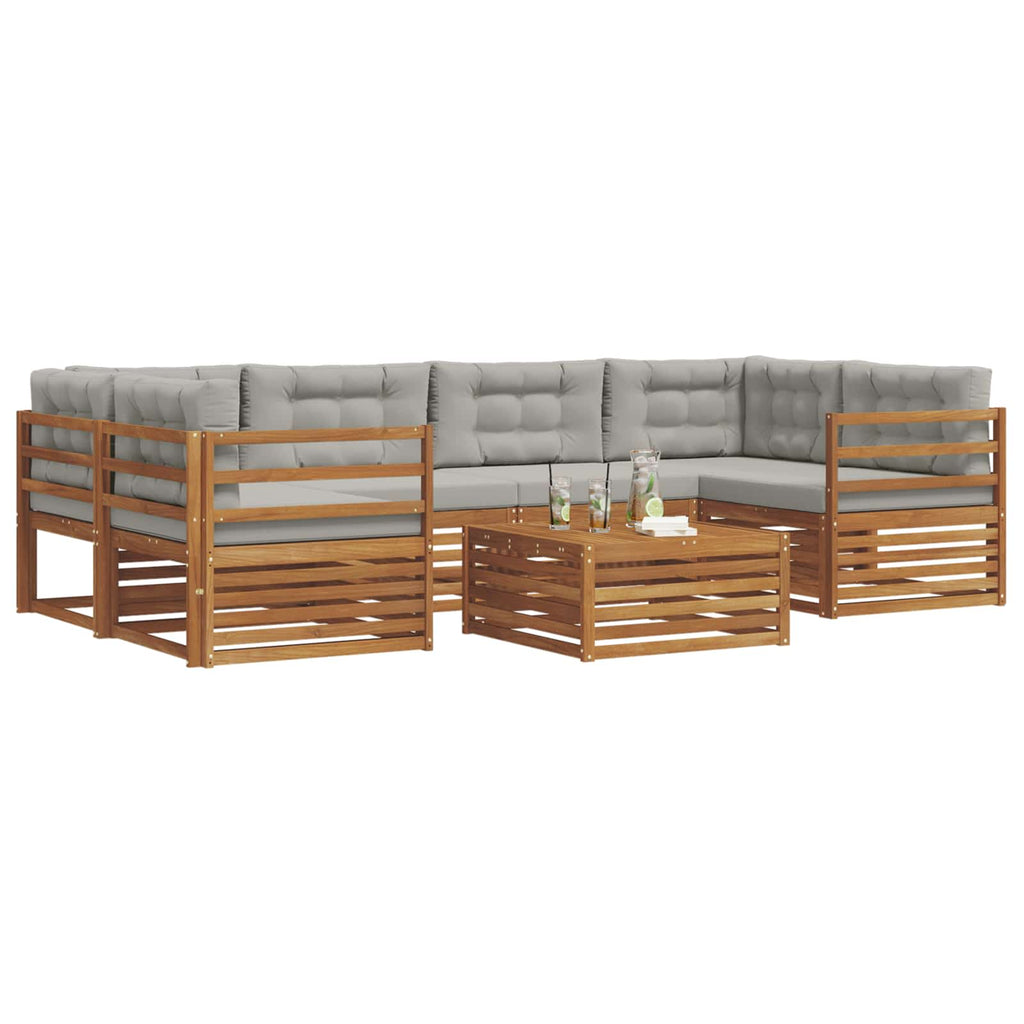 Outdoor-Sofagarnitur mit Kissen 7 pcs Natürlich und Hellgrau