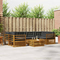 Outdoor-Sofagarnitur mit Kissen 7 pcs Natur und Anthrazit