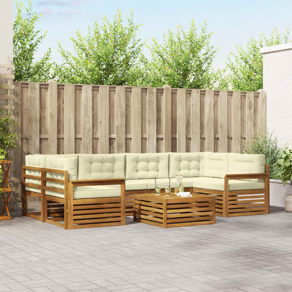 Outdoor-Sofagarnitur mit Kissen 7 pcs Natur und Creme