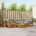 Outdoor-Sofagarnitur mit Kissen 7 pcs Natürlich und Hellgrau