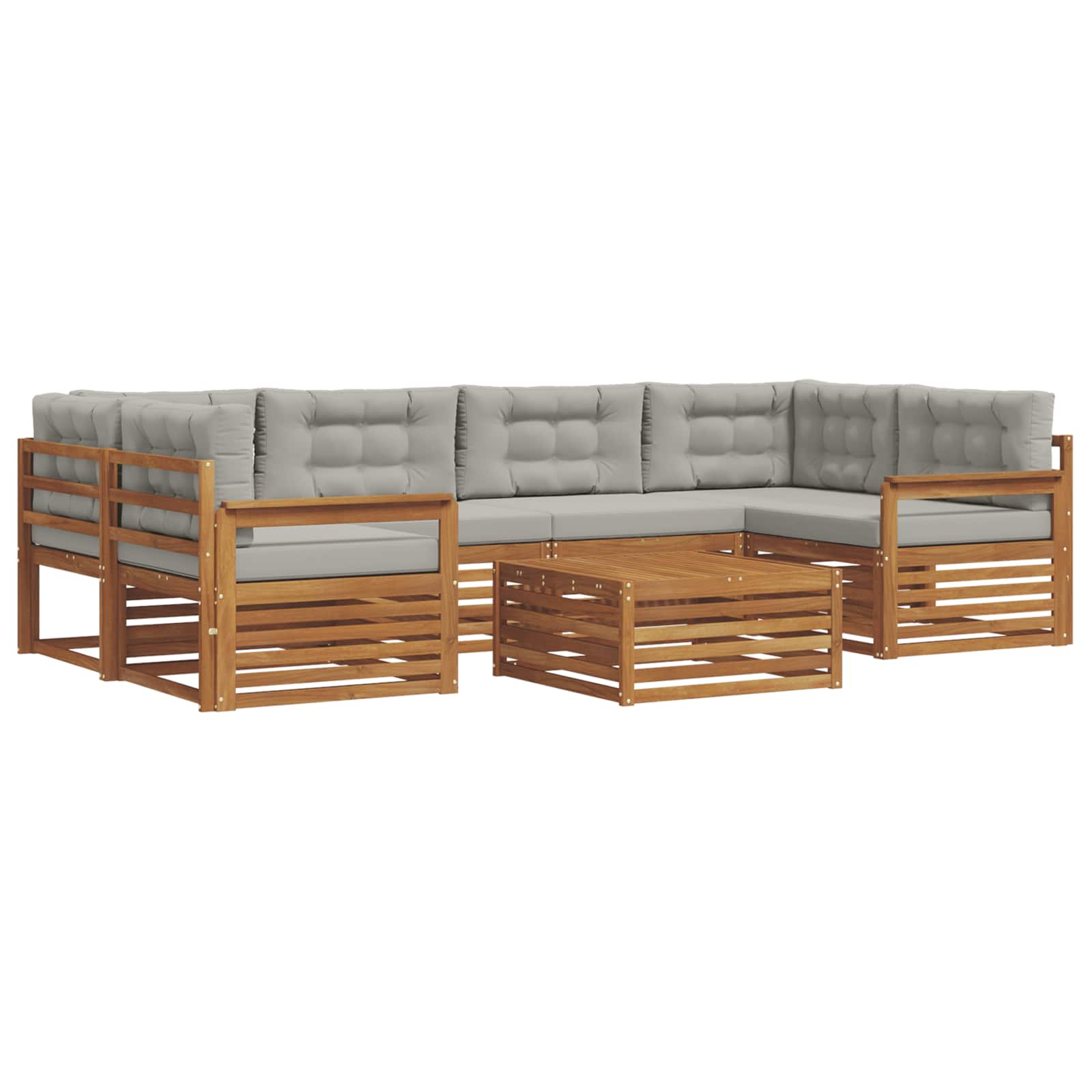 Outdoor-Sofagarnitur mit Kissen 7 pcs Natürlich und Hellgrau
