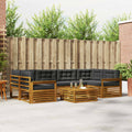 Outdoor-Sofagarnitur mit Kissen 7 pcs Natur und Anthrazit