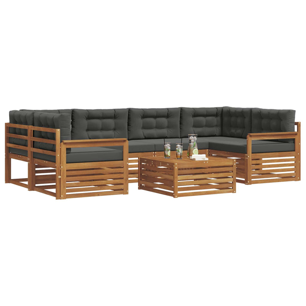 Outdoor-Sofagarnitur mit Kissen 7 pcs Natur und Anthrazit