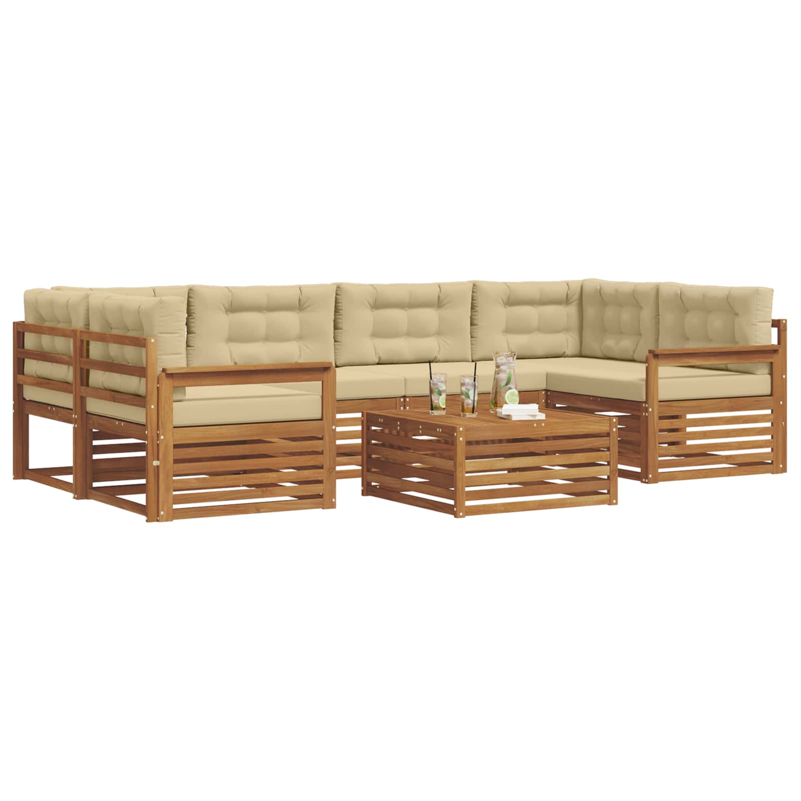 Outdoor-Sofagarnitur 7 pcs Natur und Beige