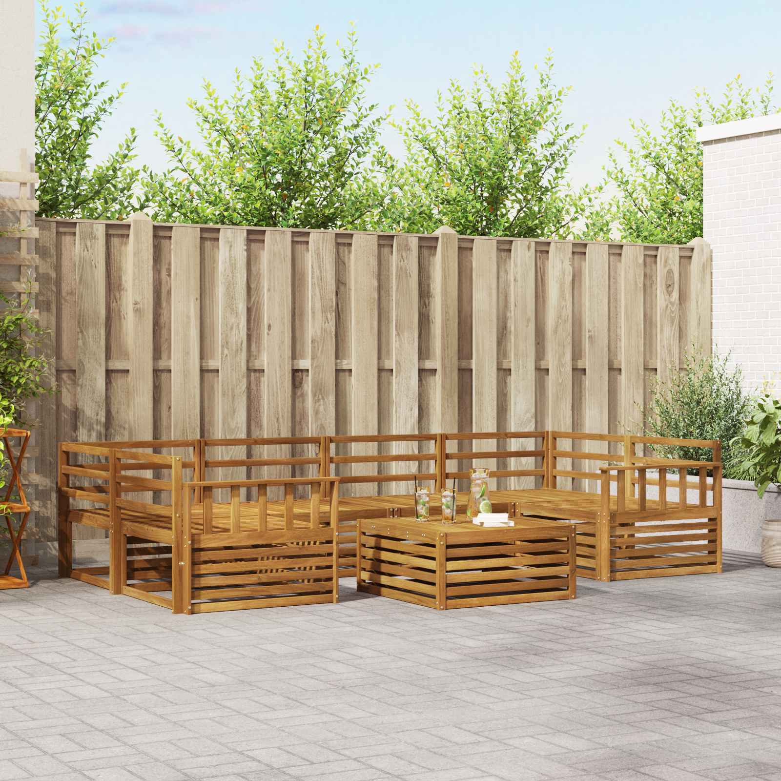 Outdoor-Sofagarnitur 7 pcs Natur Massivholz Akazie