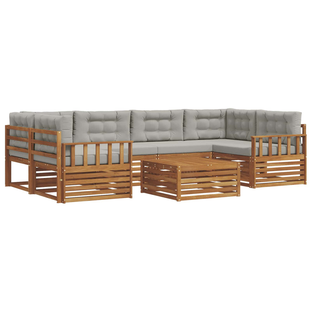 Outdoor-Sofagarnitur mit Kissen 7 pcs Natürlich und Hellgrau