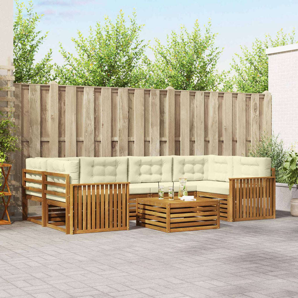 Outdoor-Sofagarnitur mit Kissen 7 pcs Natur und Creme