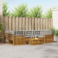 Outdoor-Sofagarnitur mit Kissen 7 pcs Natürlich und Hellgrau