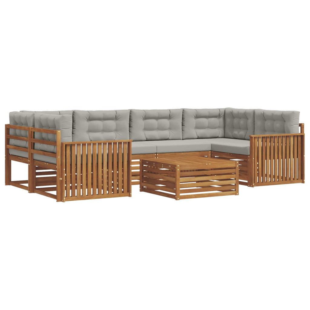 Outdoor-Sofagarnitur mit Kissen 7 pcs Natürlich und Hellgrau