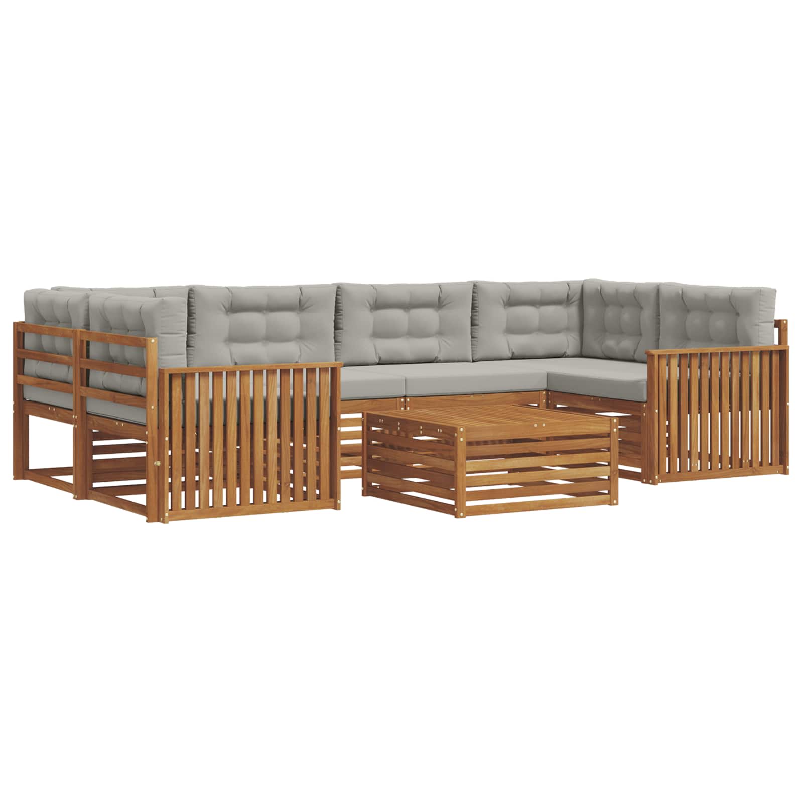 Outdoor-Sofagarnitur mit Kissen 7 pcs Natürlich und Hellgrau