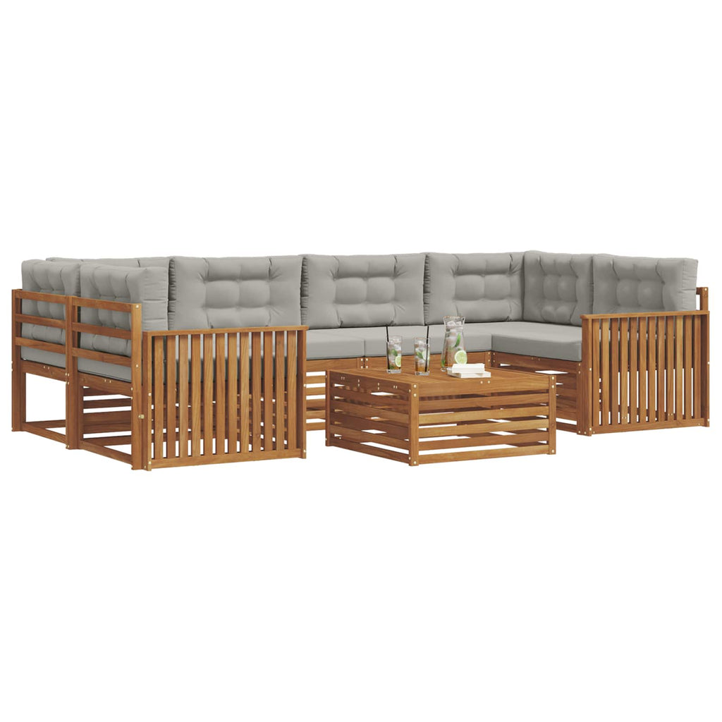 Outdoor-Sofagarnitur mit Kissen 7 pcs Natürlich und Hellgrau