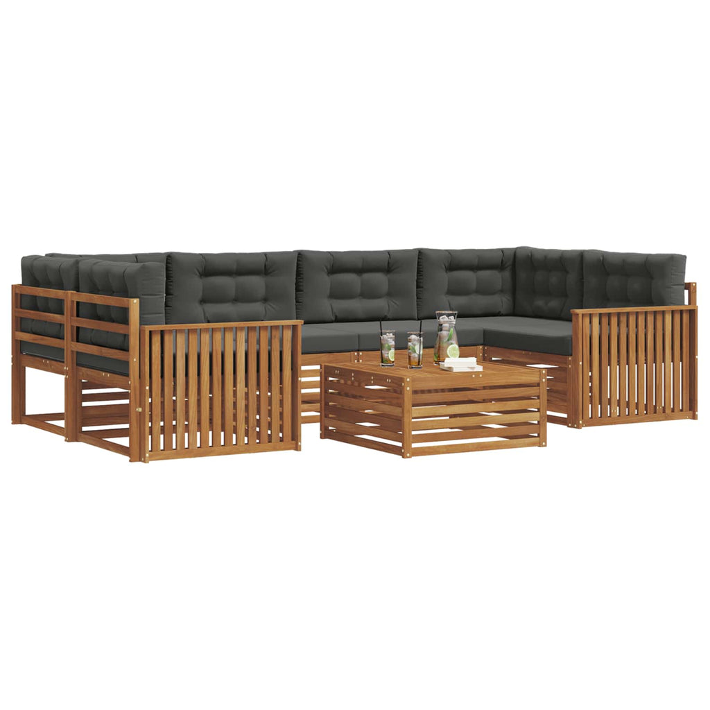 Outdoor-Sofagarnitur mit Kissen 7 pcs Natur und Anthrazit