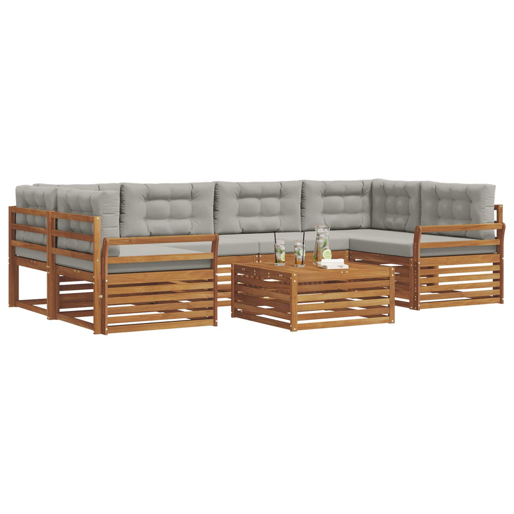 Outdoor-Sofagarnitur mit Kissen 7 pcs Natürlich und Hellgrau