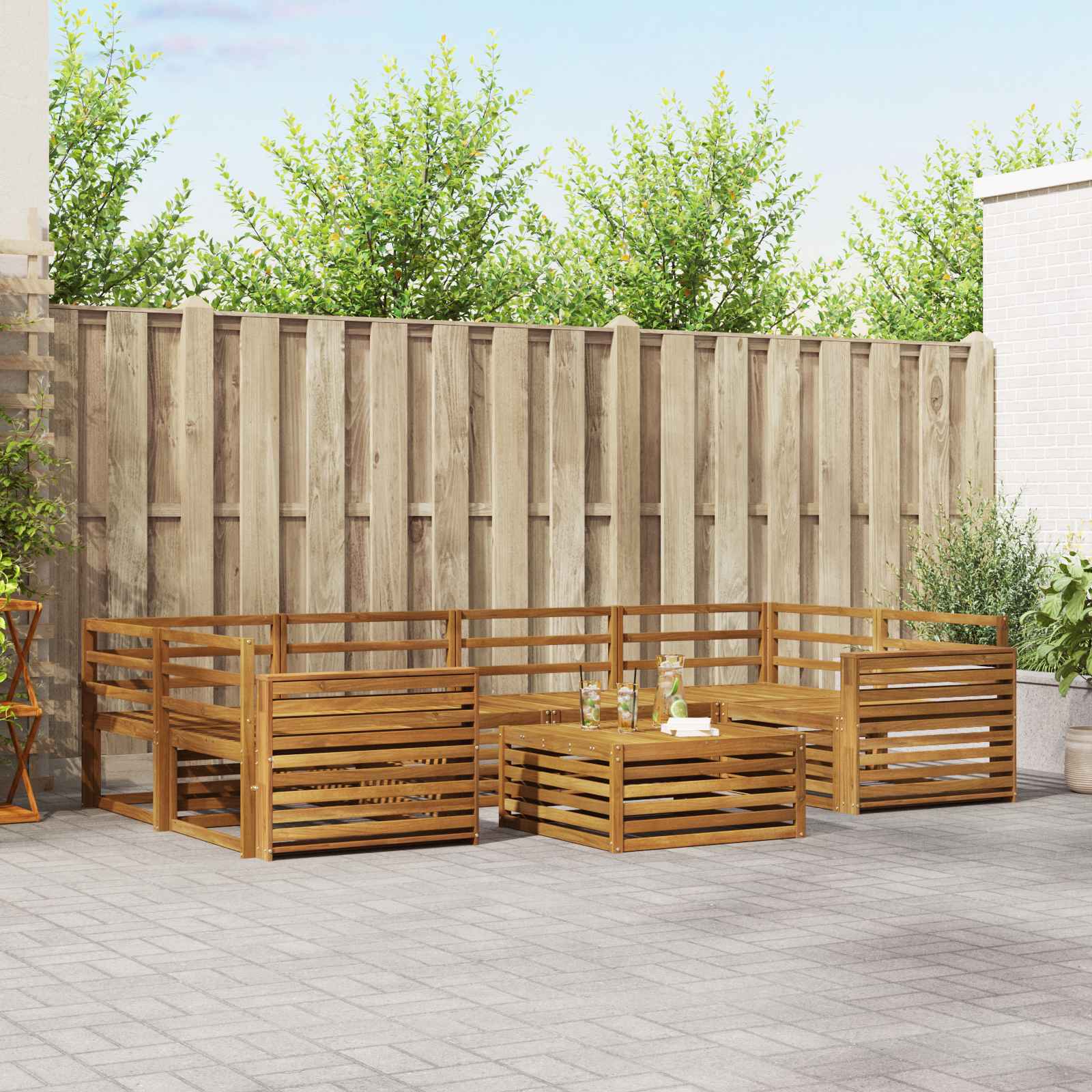 Outdoor-Sofagarnitur 7 pcs Natur Massivholz Akazie