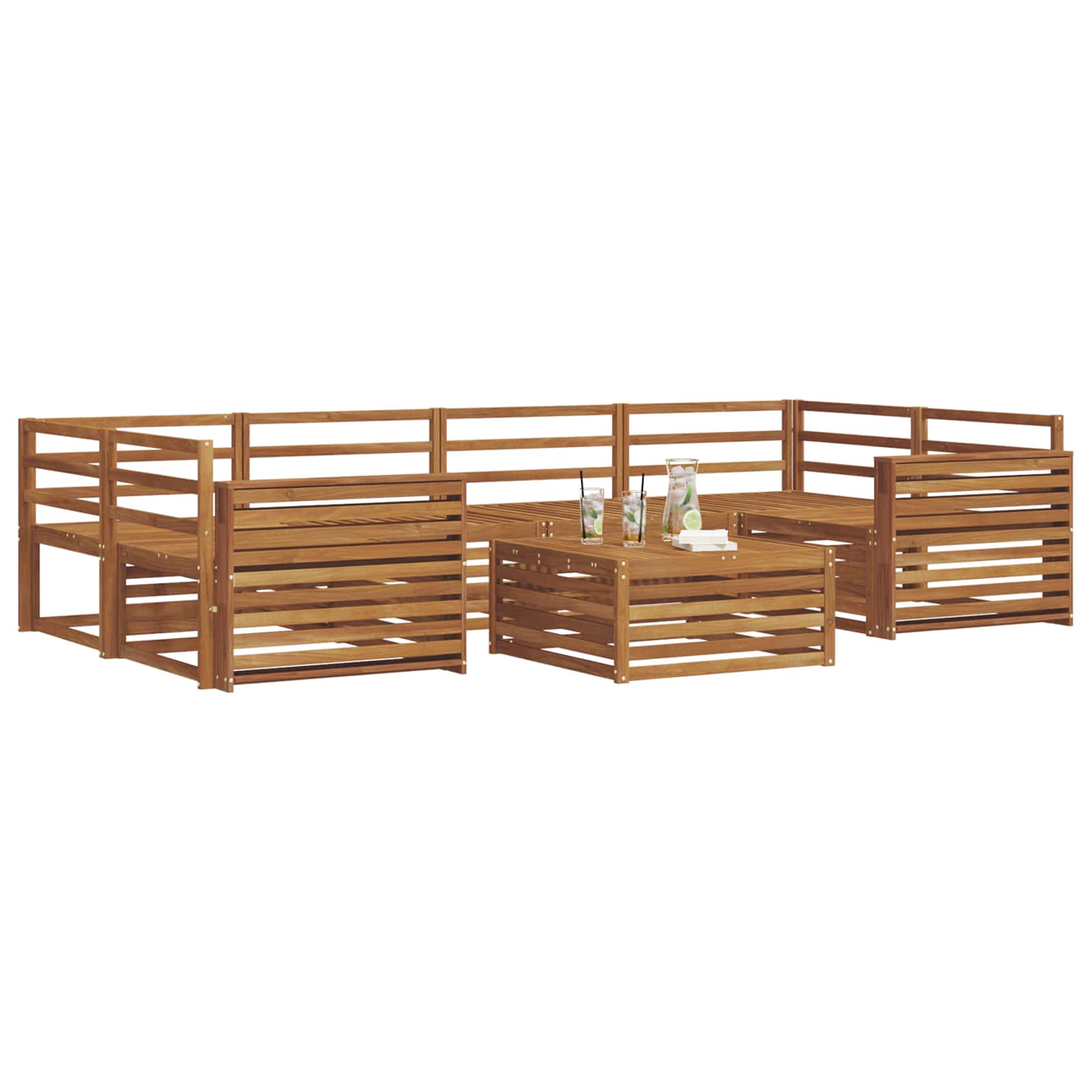 Outdoor-Sofagarnitur 7 pcs Natur Massivholz Akazie