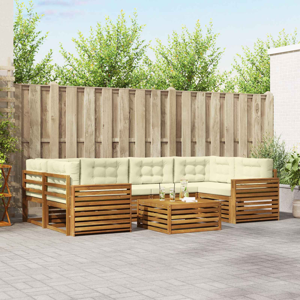 Outdoor-Sofagarnitur mit Kissen 7 pcs Natur und Creme