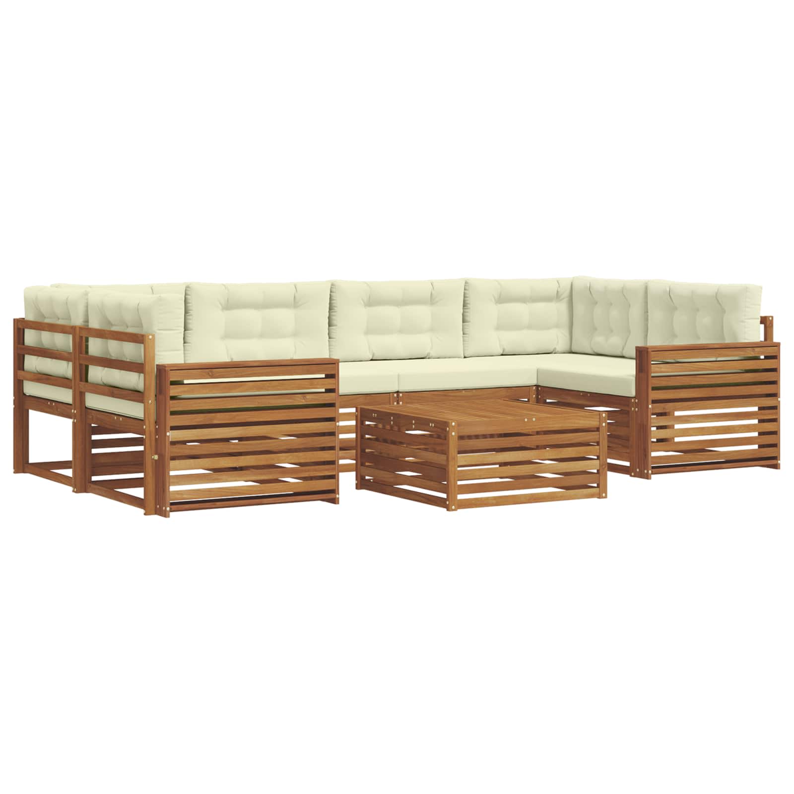 Outdoor-Sofagarnitur mit Kissen 7 pcs Natur und Creme