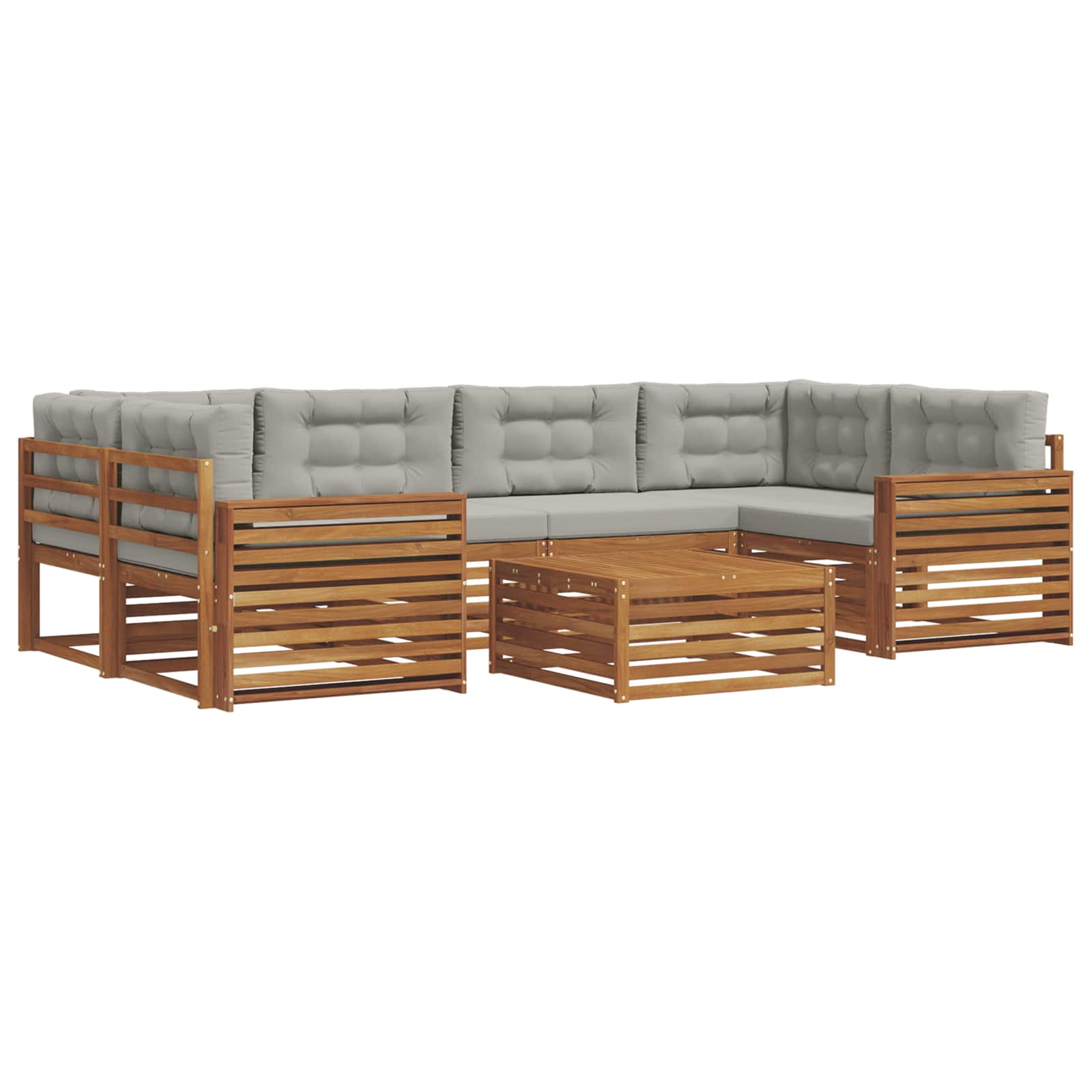 Outdoor-Sofagarnitur mit Kissen 7 pcs Natürlich und Hellgrau