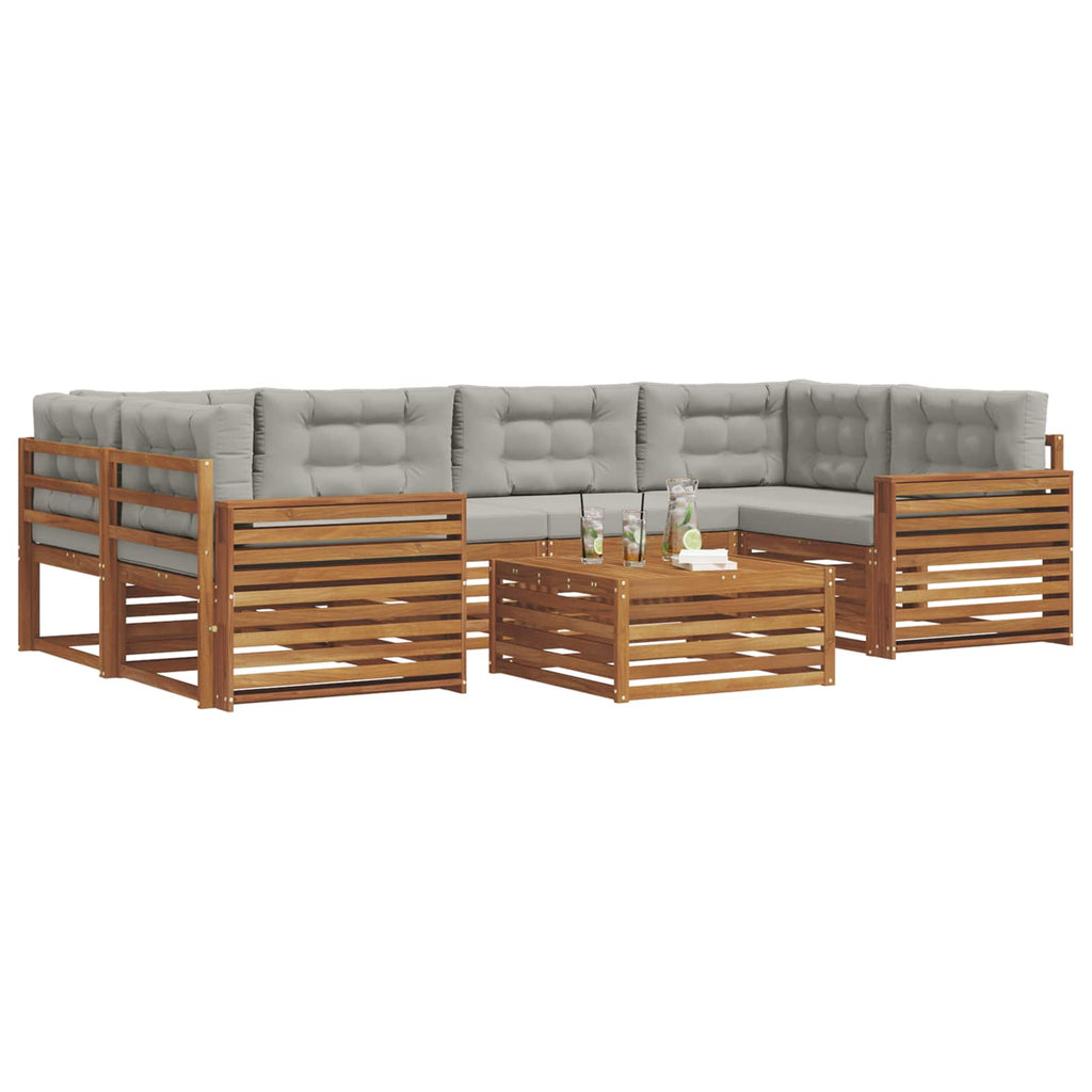 Outdoor-Sofagarnitur mit Kissen 7 pcs Natürlich und Hellgrau