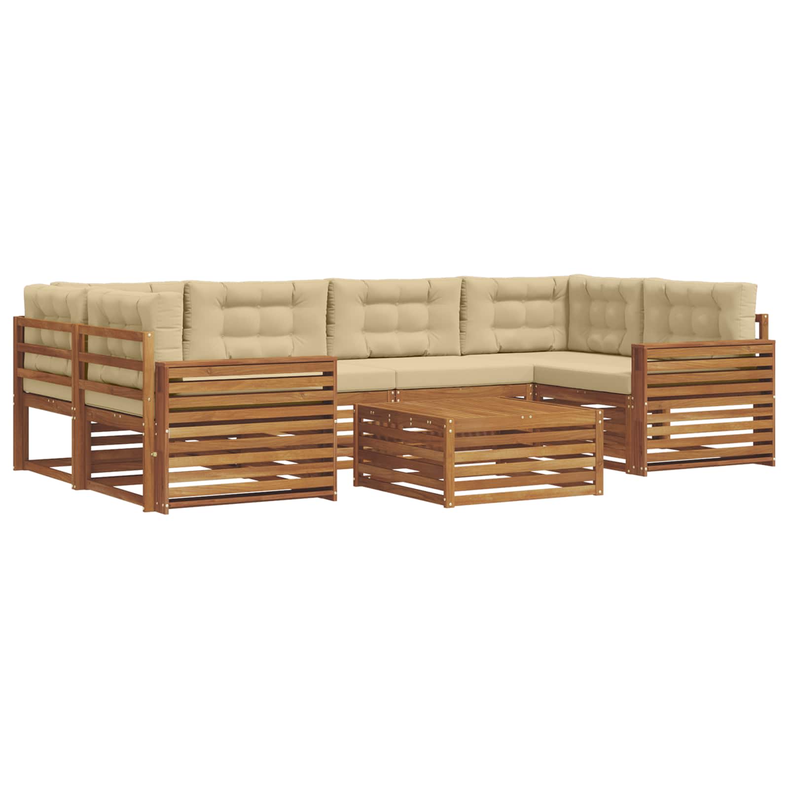 Outdoor-Sofagarnitur mit Kissen 7 pcs Natur und Beige