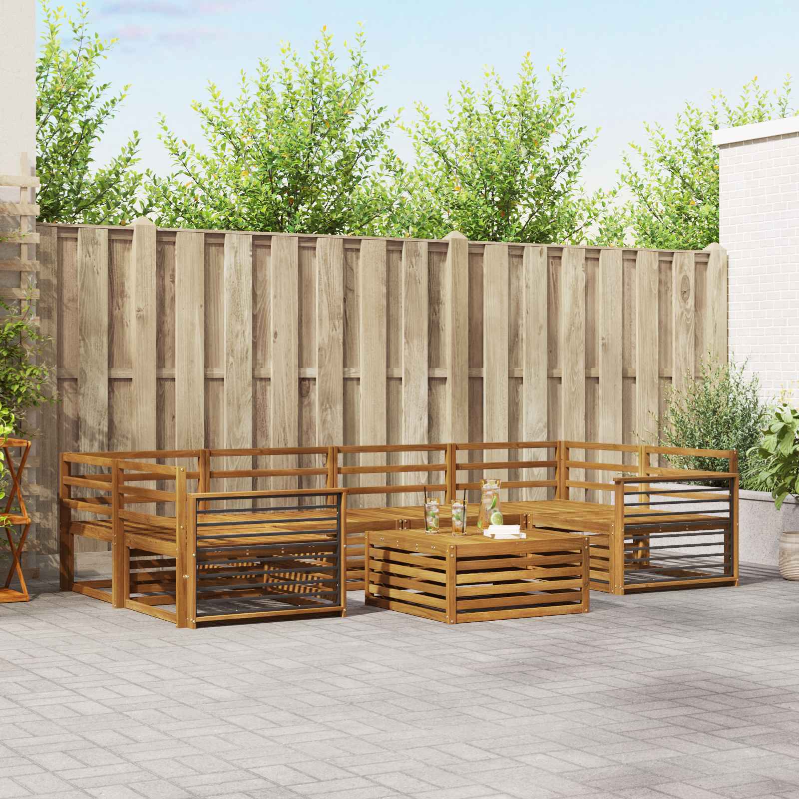 Outdoor-Sofagarnitur 7 pcs Natur Massivholz Akazie