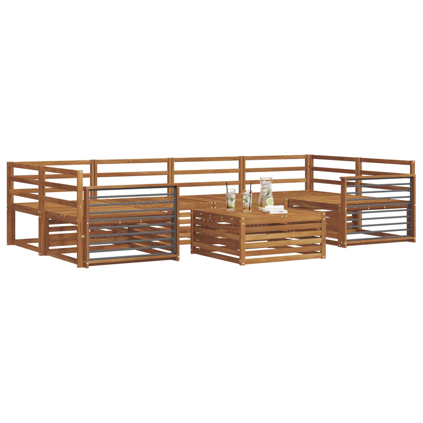 Outdoor-Sofagarnitur 7 pcs Natur Massivholz Akazie