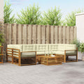 Outdoor-Sofagarnitur mit Kissen 7 pcs Natur und Creme